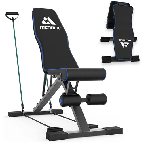 Adjustable Weight Bench,New Upgrade to 660Lb (300KG), Folding Weight Bench with Resistance Bands, Workout Bench Home Gym, Full Body Workout