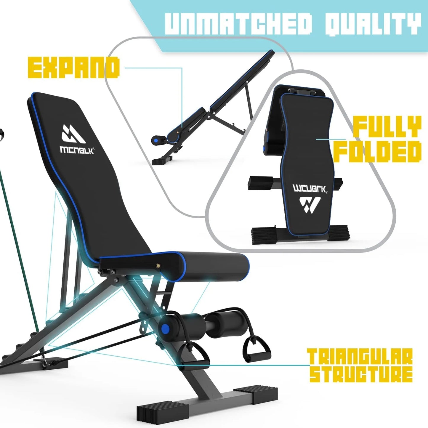 Adjustable Weight Bench,New Upgrade to 660Lb (300KG), Folding Weight Bench with Resistance Bands, Workout Bench Home Gym, Full Body Workout