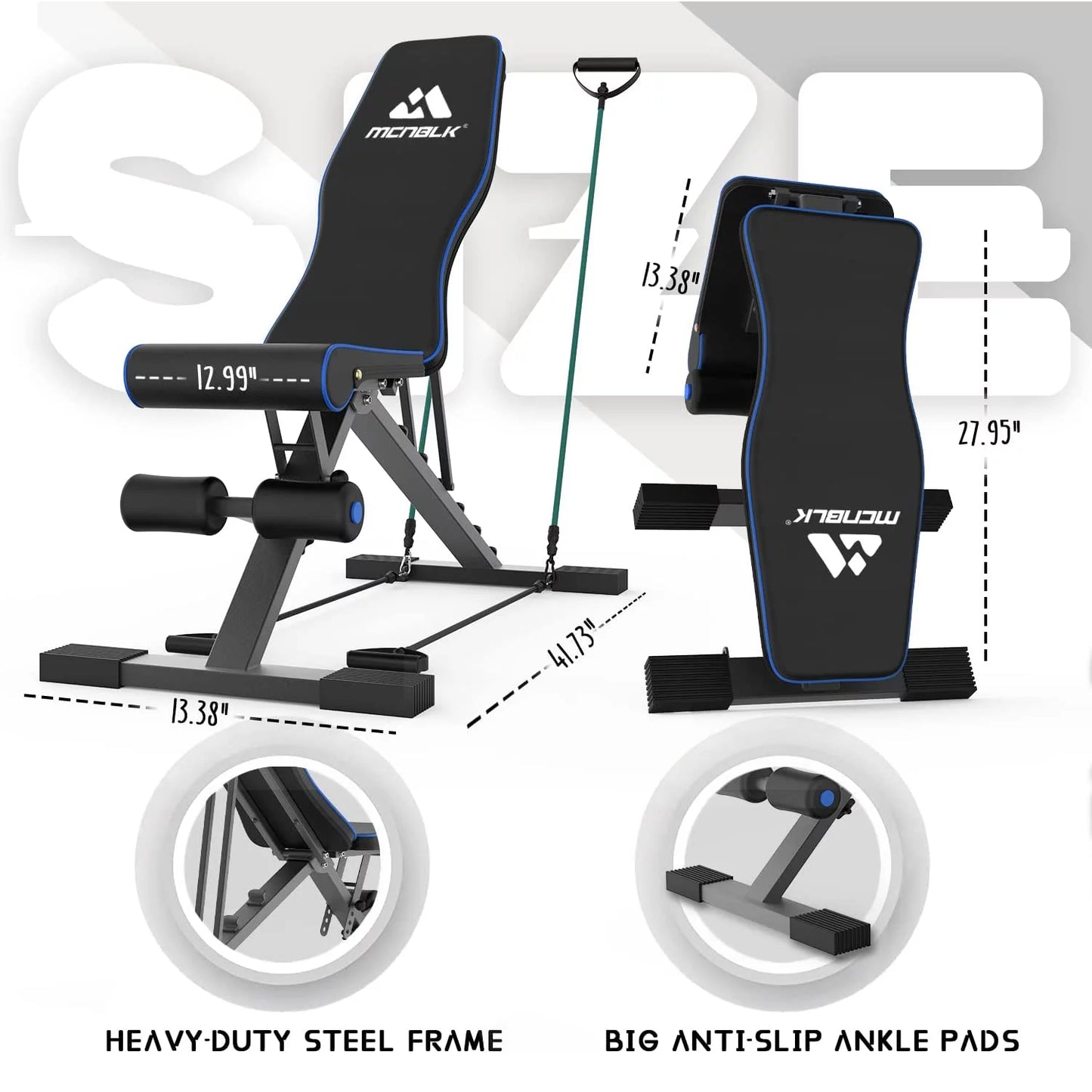 Adjustable Weight Bench,New Upgrade to 660Lb (300KG), Folding Weight Bench with Resistance Bands, Workout Bench Home Gym, Full Body Workout