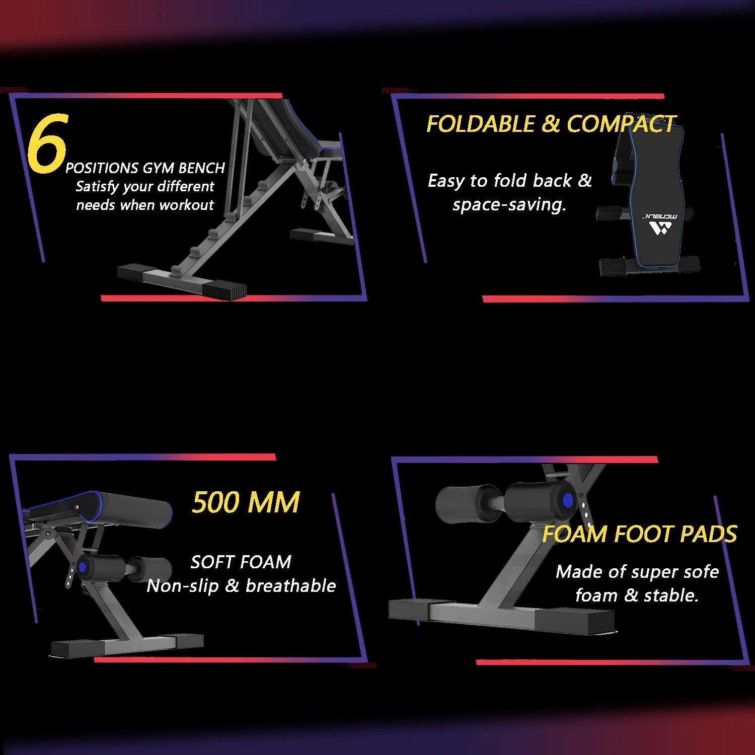 Adjustable Weight Bench，New Upgrade to 660Lb (300KG), Folding Weight Bench with Resistance Bands, Workout Bench Home Gym, Full Body Workout