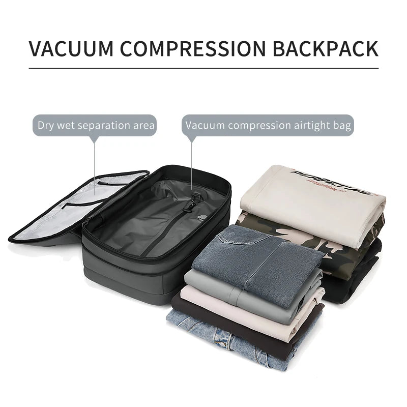 Professional title: "Men's 17 Inch Laptop Travel Backpack with Vacuum Compression, Large Capacity for Business, School, and Hiking"